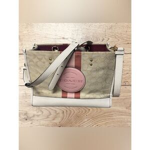 COACH Dempsey 2-Way Tote Bag in Leather with Beige Print (4113)